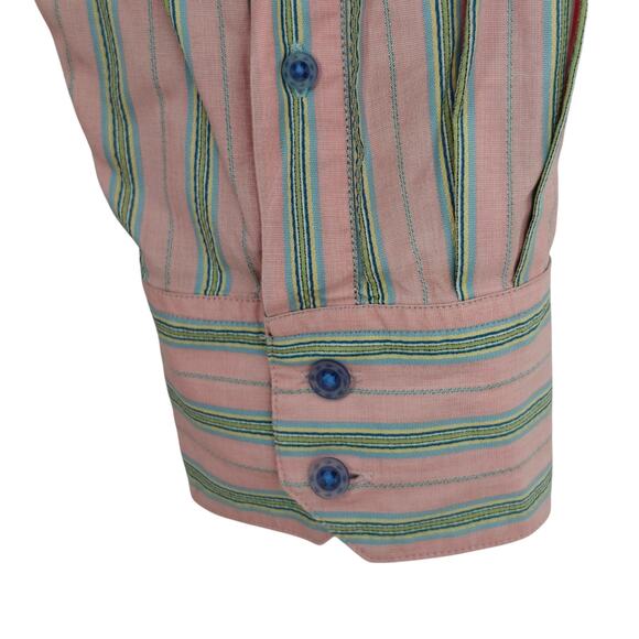 Robert Graham Button Front Shirt Size 2XL Pink Blue Striped Flip Cuffs READ - Picture 10 of 10